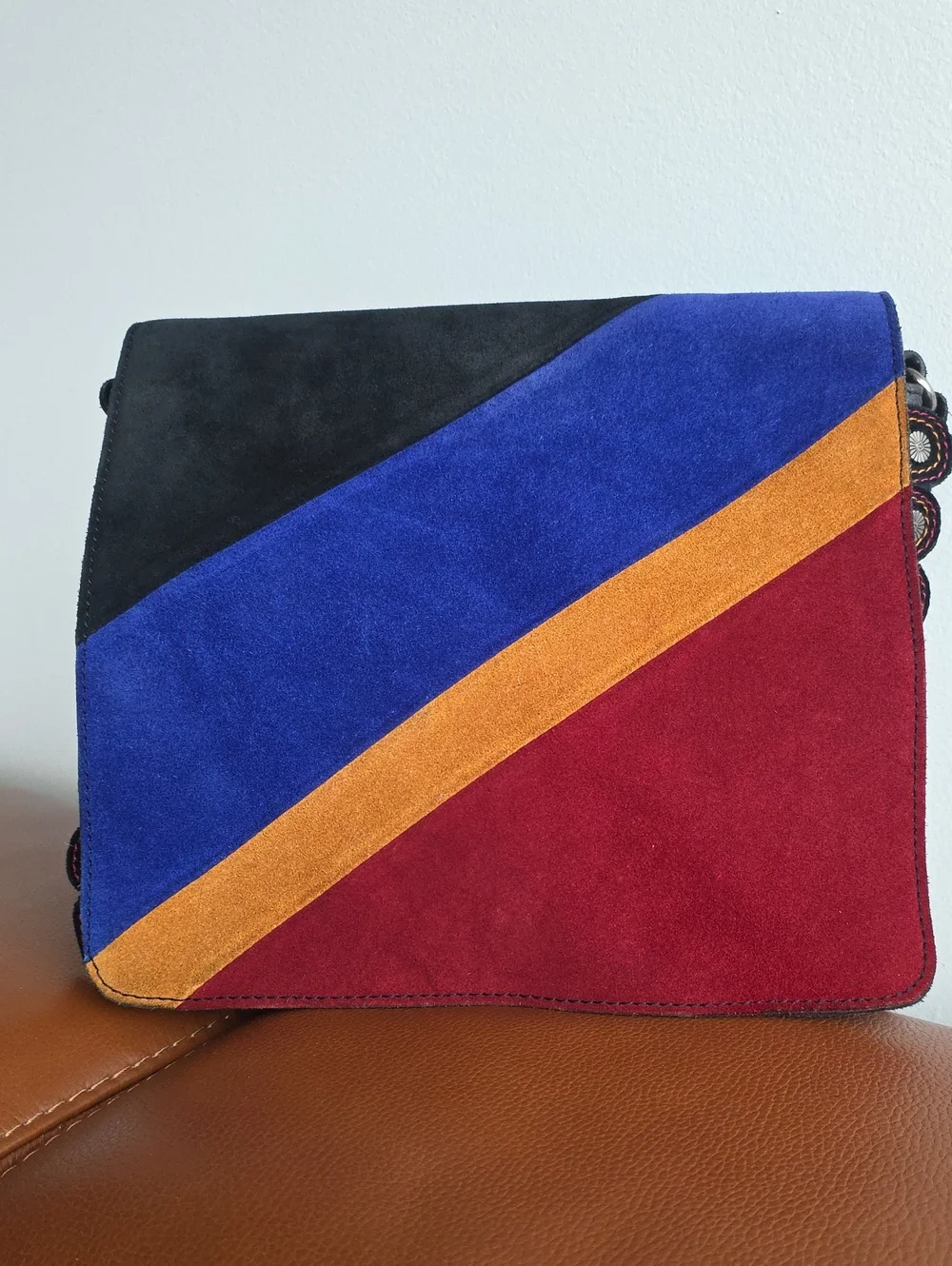 PATRICIA NASH Luca Suede Colorblock Crossbody Shoulder Bag